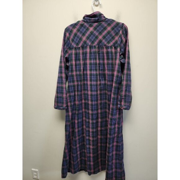 VTG 90s L.L. Bean Womens Medium Flannel Primitive Country Plaid Nightgown Medium - Picture 5 of 6